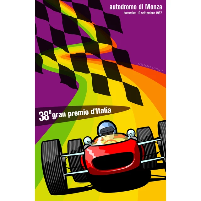 Italian Grand Prix 1967 Autodrome Sport Car Racing XL Wall Art Canvas Print