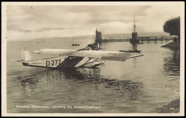 Ansichtskarte Konstanz Landung des Wasserflugzeuges 1927 2