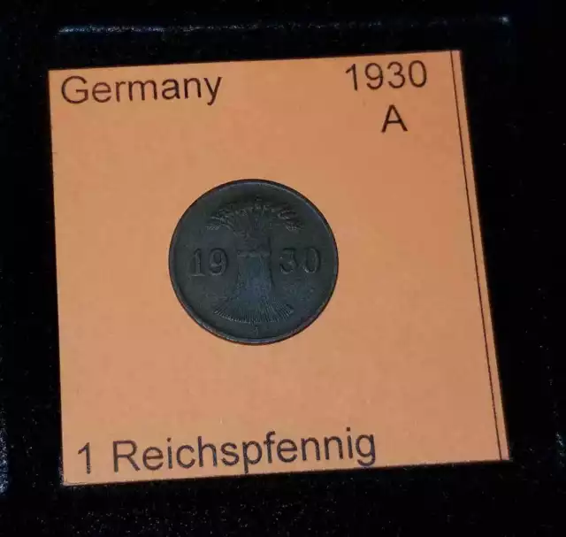 1930 A Germany Weimar Republic 1 Reichspfennig Coin VG