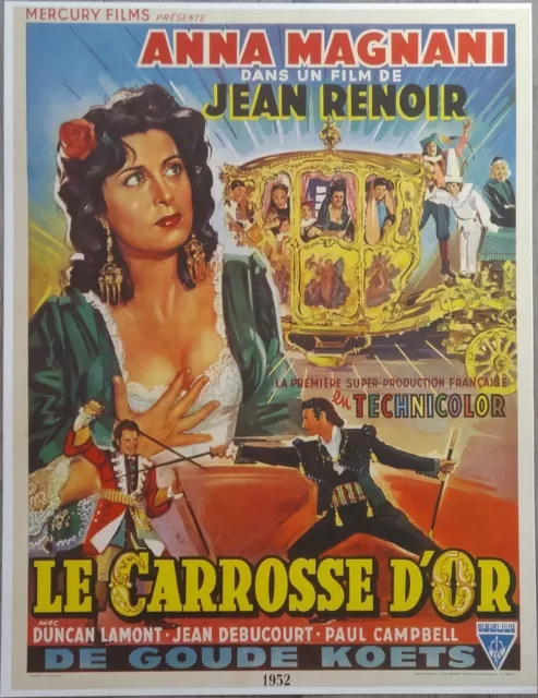 LE CARROSSE D'OR/JEAN RENOIR/MAGNANI/REPRODUCTION DE L'AFFICHE BELGE/28x37 CM