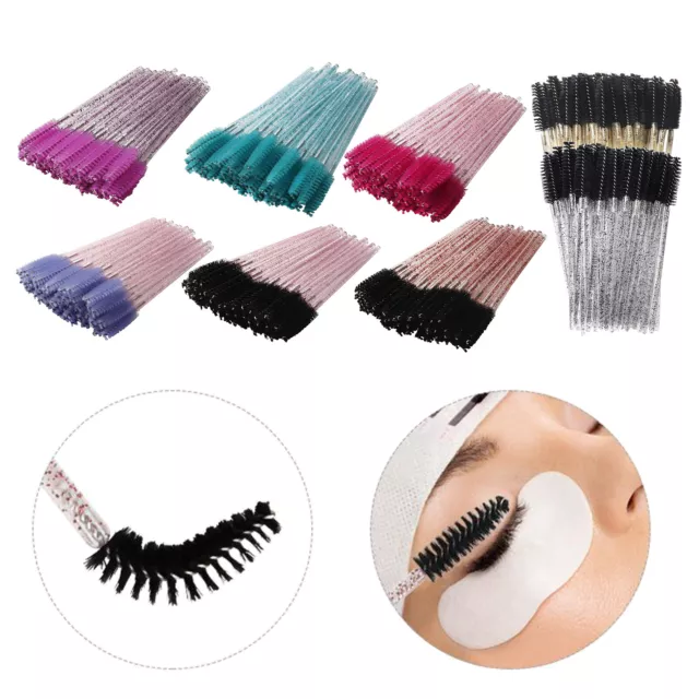 50Pcs Disposable Crystal Eye Mascara Wands Eyelash Brush Applicator Makeup