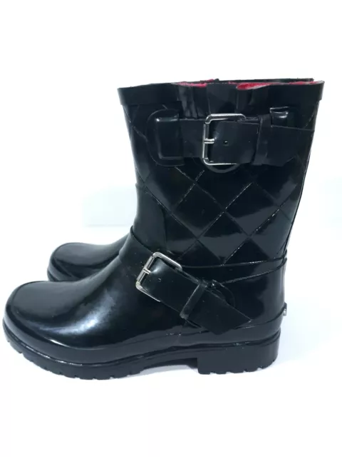 Sperry Top-Sider Rain Boots Sz 7 Falcon Black Waterproof Rubber Fleece Lined