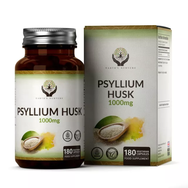Psyllium Husk | 180 Capsules 500mg Natural Weight loss | Detox Colon Cleanse