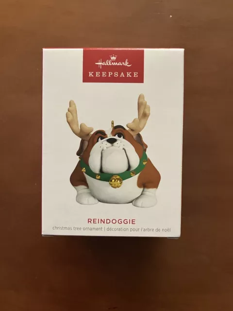 2023 Hallmark Keepsake Ornament REINDOGGIE Bulldog  Dog With Antlers