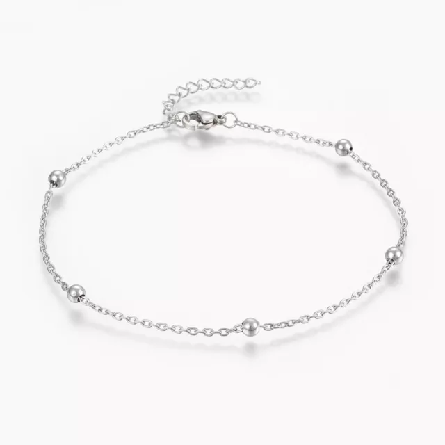 In60 - Bracelet Chaine De Cheville 23Cm Chaine En Acier Inoxydable