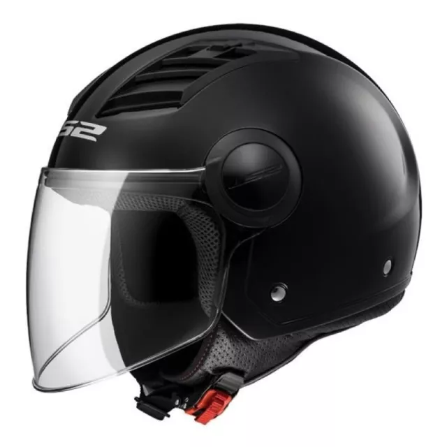 Casco Jet Ls2 Of562 Airflow Solid Nero Lucido Interno Removibile Prese D'aria