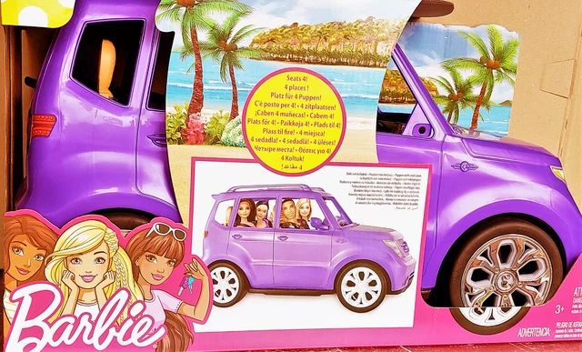 Barbie Voiture 4x4 tout terrain pour poupée, véhicule violet décapotable,  jouet pour enfant, DVX58