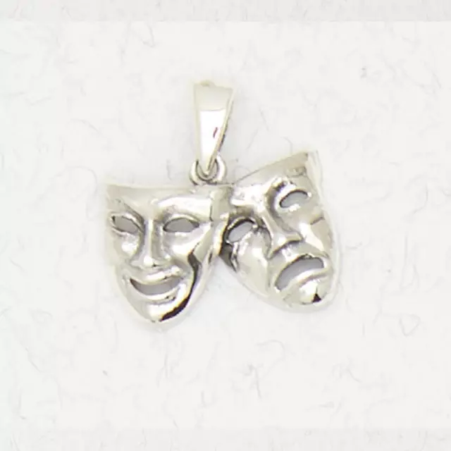 Tiny Masks of Comedy and Tragedy .925 Sterling Silver Theater Acting Pendant Jew
