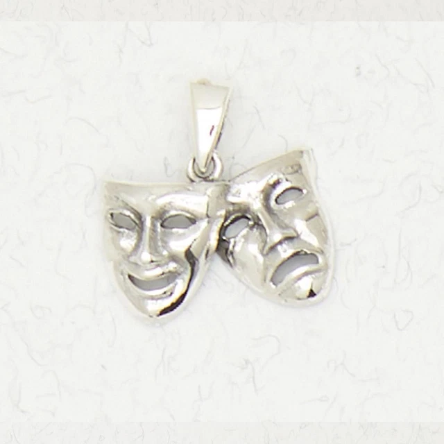 Tiny Masks of Comedy and Tragedy .925 Sterling Silver Theater Acting Pendant Jew Tiny Masks of Comedy and Tragedy .925 Sterling Silver Theater Acting Pendant Jew