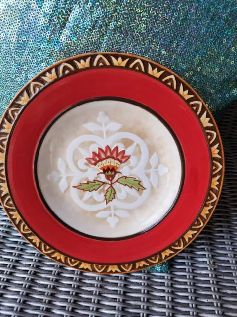 FITZ & FLOYD ~ Global Market: Red ~ Salad/Dessert Plate  ~ 8 5/8" ~ PRISTINE