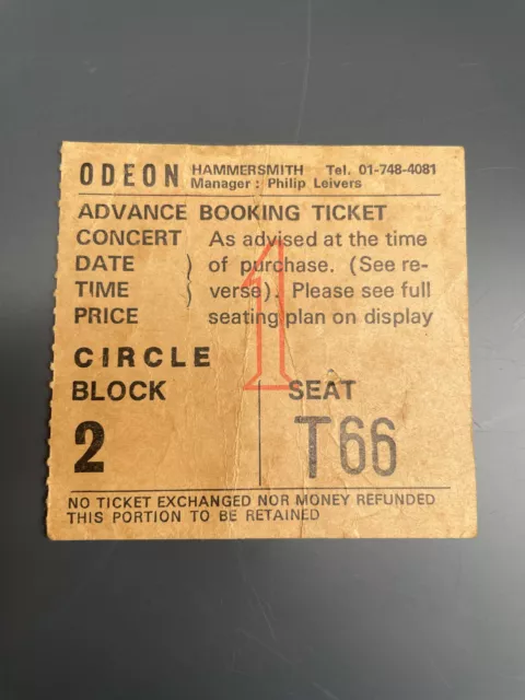 Bruce Springsteen Ticket -  Hammersmith Odeon  - 24 Novemeber 1975