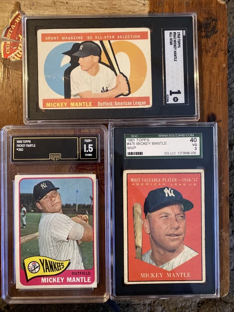 1960, 1961 MVP, 1965 Topps Mickey Mantle graded lot New York Yankees Legend 1960, 1961 MVP, 1965 Topps Mickey Mantle graded lot New York Yankees Legend