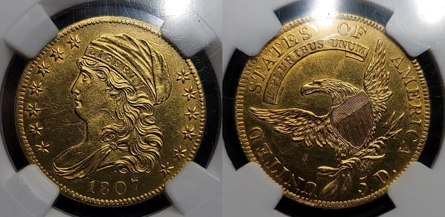 1807 Capped Bust $5 Half Eagle NGC UNC Details Improperly Cleaned