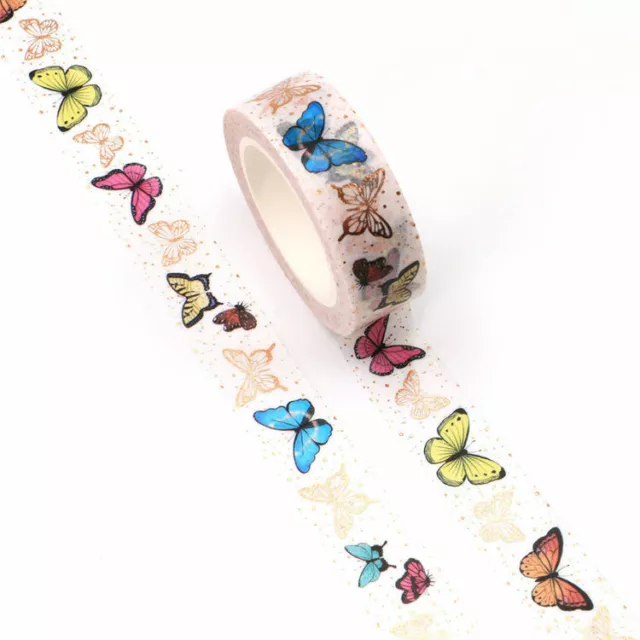 Washi Tape Butterfly Rose Gold Foil Butterflies Multi Coloured 15mm x 10m
