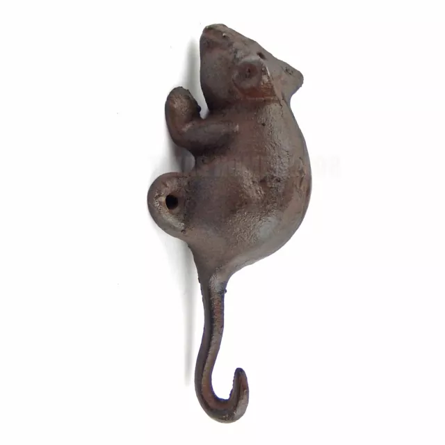 Mouse Tail Wall Hook Cast Iron Key Hanger Rustic Brown Patina Finish Heavy Duty