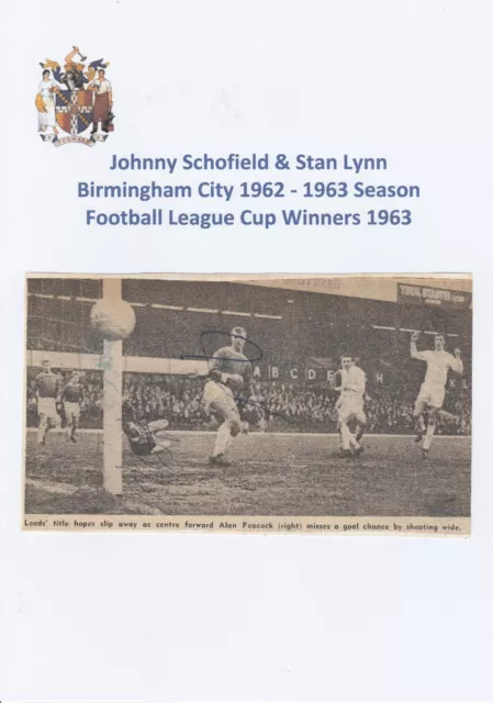 Johnny Schofield & Stan Lynn Birmingham Rare Original Signed Newspaper Cutting