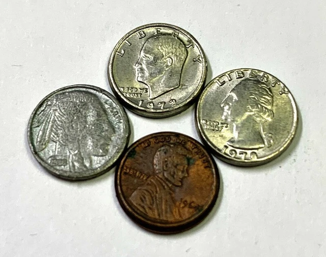 4 Novelty Coin MINI Buffalo Nickel, Washington Quarter, Eisenhower Dollar, and L