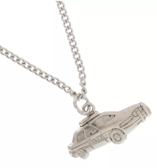 Ky & Co Necklace Silver Tone Police Car Automobile Charm 3/4" Chain 18" USA