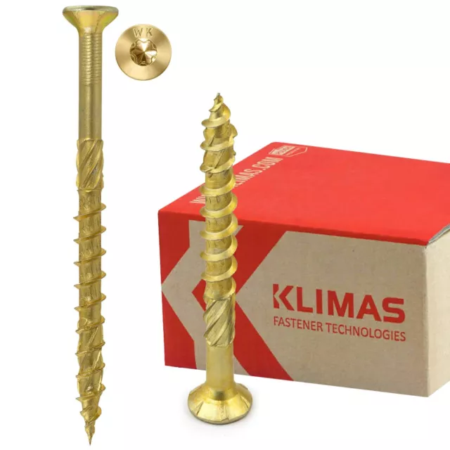 37 Sizes of KLIMAS TORX Drive Countersunk Premium CE Rated Yellow Wood Screws