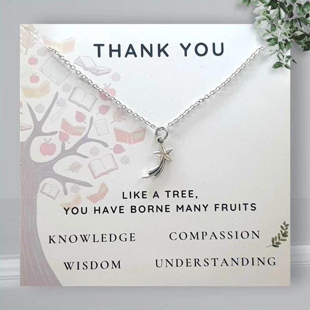 TEACHER GIFT SHOOTING Star Necklace Thank You Message Card £7.99 ...