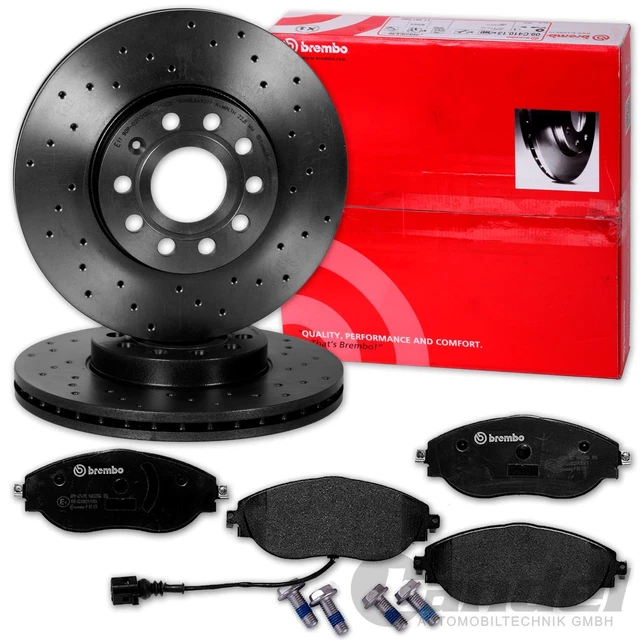 DISCHI FRENO FORATI BREMBO + PASTIGLIE ANTERIORI per VW PASSAT 3G B8 3C + CC 357 358