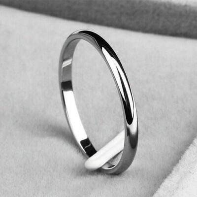 2mm Thin Band Rings Men Women's Titanium Steel Engagement Ring Gift Size 3-10