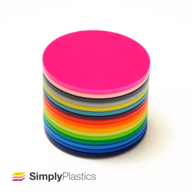 3mm Perspex® Laser Cut Coloured Acrylic Plastic Disc Circle / Various Diameter
