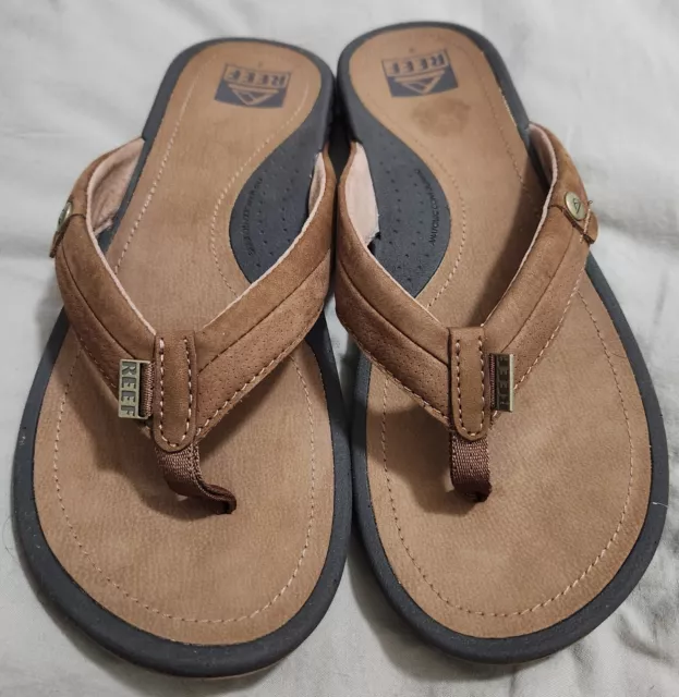 Reef Women's Pacific Sandals Thong Flip Flop Caramel Brown Leather Size 9