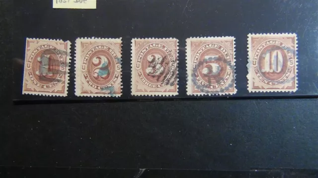 Stampsweis US EARLY Postage Dues from ancient 1879 album 5 stamps