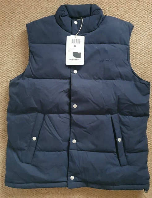 CARHARTT WIP BROOM Down Vest Navy/Camo Size XL BNWT RRP £165.00