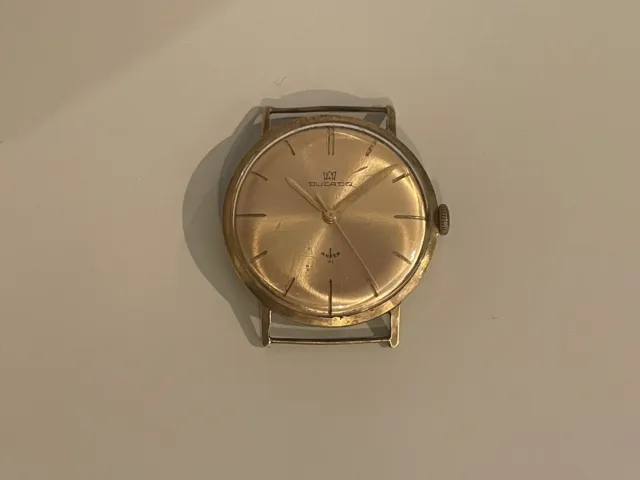 14 Karat Gold 585 Gold Vintage Herren Armbanduhr Ducado Handaufzug, Goldgehäuse