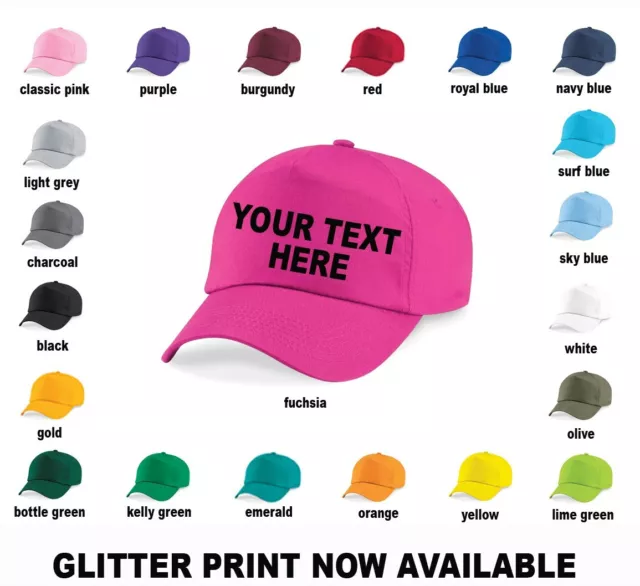 Personalised Baseball Cap, Hat, Mens, Ladies, Custom Printed - Any Text