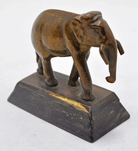 Antique Brass Elephant Figurine Original Old Hand Crafted Engraved