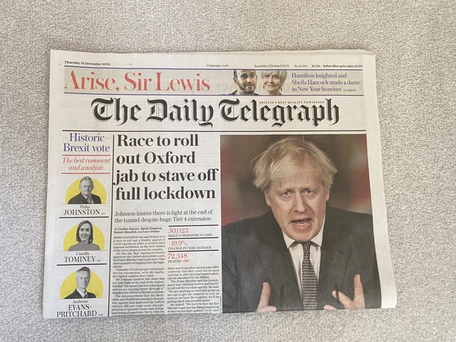 The Daily Telegraph - Thursday 31st December 2020 - New Year Honours - Original