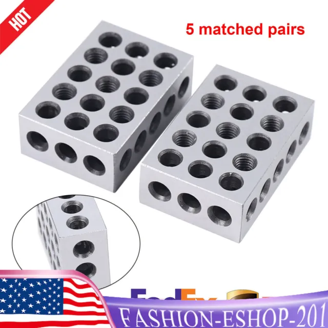 10pc 1-2-3" Precision Blocks 23 Holes Set up Block Set 0.0001" Matched Mill HOT