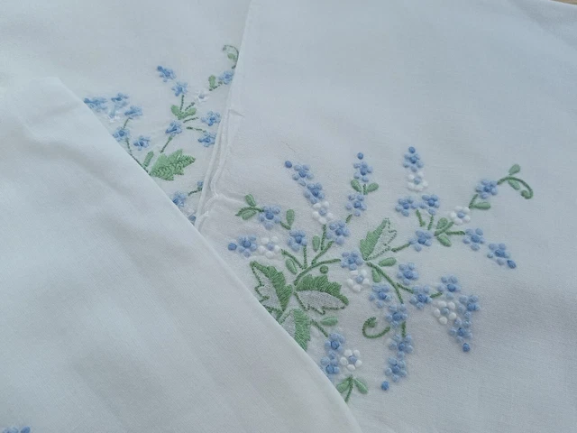 Set di 5 Fazzoletti Donna Cotone Hankies Bianco Blu Fiori Ricamati
