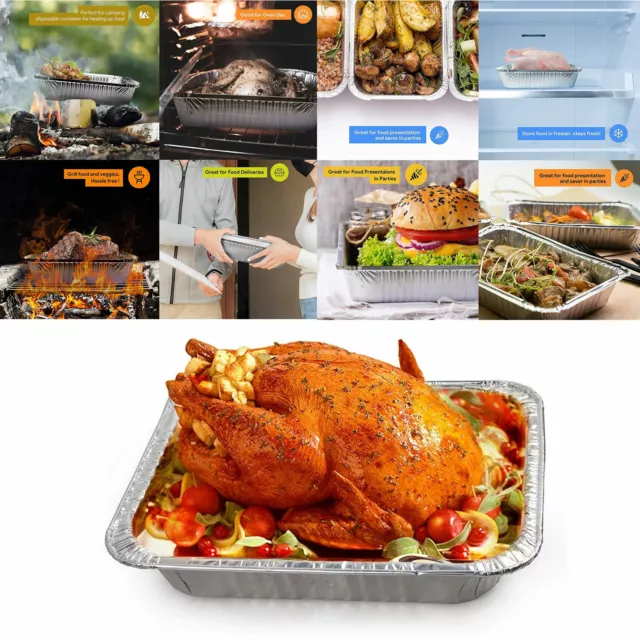 Large Foil Trays Lids Aluminium Containers for Baking Roasting Cooking Catering