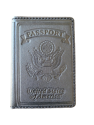 Genuine Leather US Passport Cover ID Holder Wallet Travel Case Black