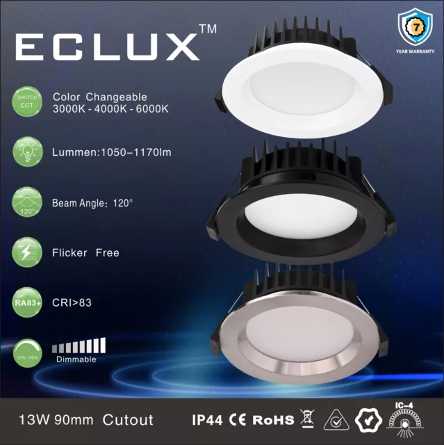 13W LED Downlight 90mm Tri Color Changeable Dimmable Recessed Light Populared