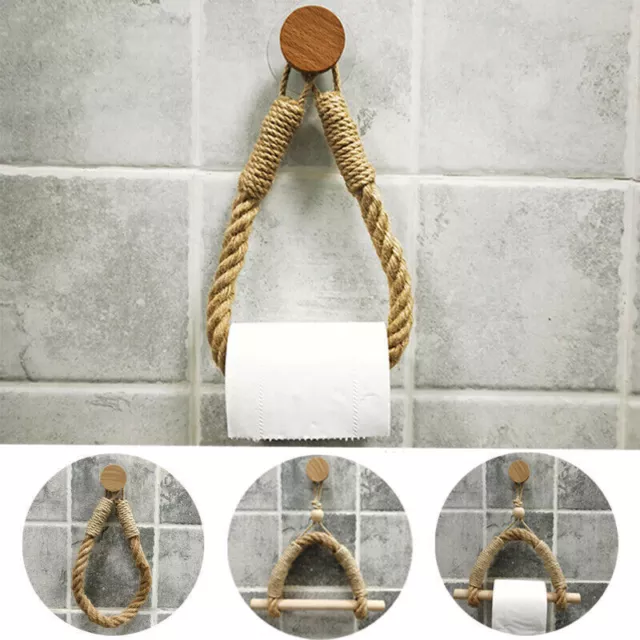 Toilettenpapierhalter ohne Bohren Klopapierhalter Handtuchhalter Seil Vintage