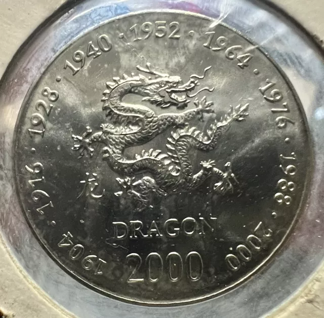 2000 Somalia 10 Shillings Dragon Coin