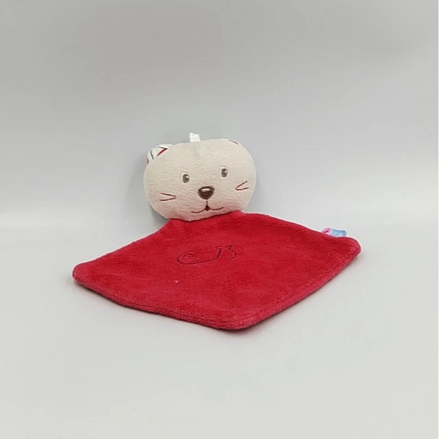 Doudou plat chat ours beige rouge SUCRE D'ORGE - 32385