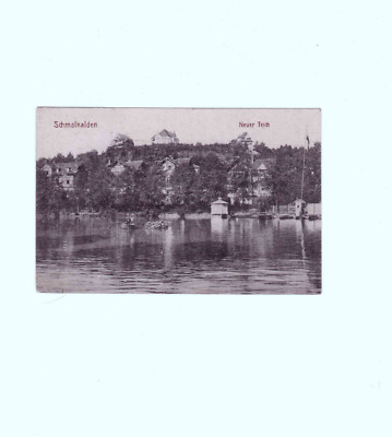 ALTE S/W ANSICHTSKARTE Schmalkalden Thüringen Neuer Teich gelaufen 1919