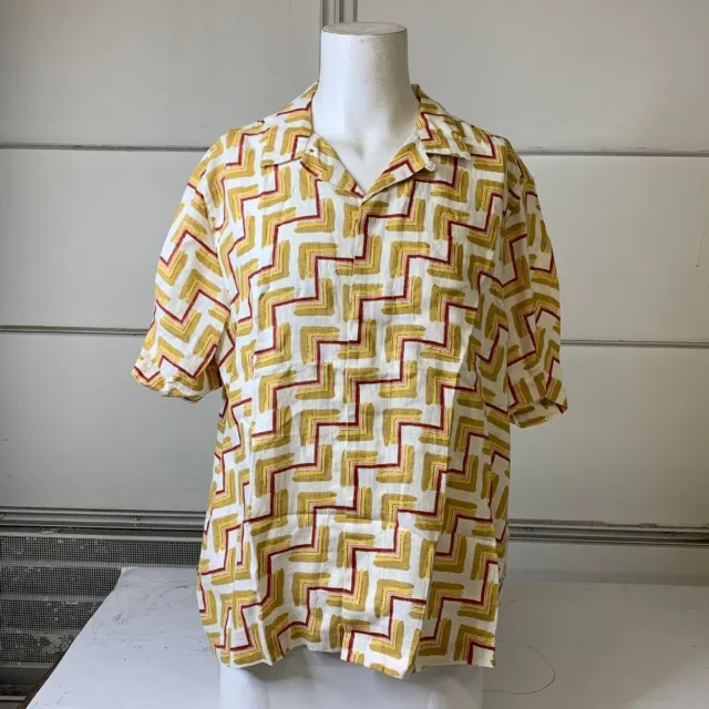 TED BAKER BRECON SS Retro Geo Print Shirt Men's Size 6 Orange $64.80 ...