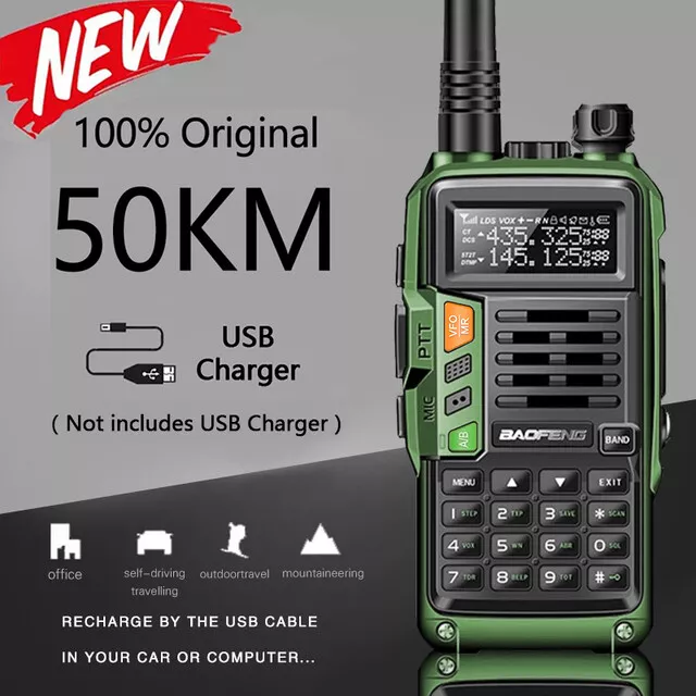 Baofeng Tri-Band Uhf/Vhf Walkie Talkie Two Way Radio Fm Ham Long Range Scanner