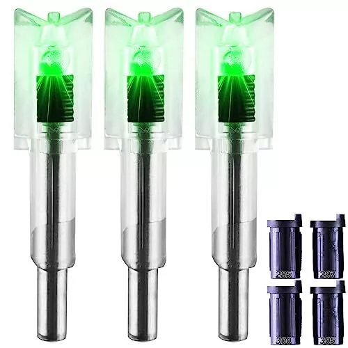 Lighted Nocks for Crossbow Bolts - 3 Pack with .285”/.297”/.300”/.305” Bushin...