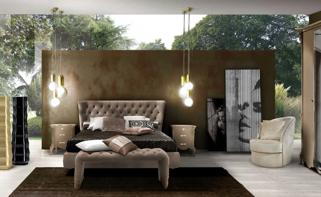 Chambre 3 Parties Set Lit 2x Table de Chevet Console Lits Double Hôtel Coussin