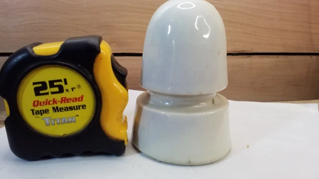 Vintage White With Dark Specs Ceramic Insulator 4.25 inches Tall