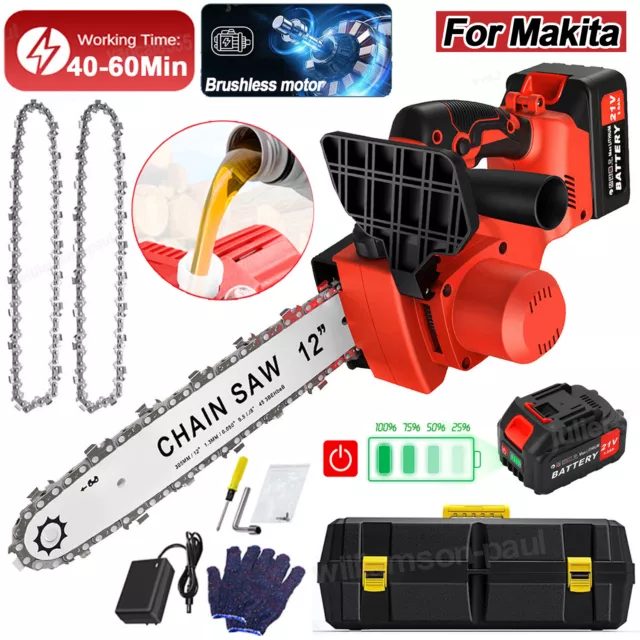 12in Cordless Chainsaw Electric Wood Cutter Saw Rechargeable Chainsaw for Makita