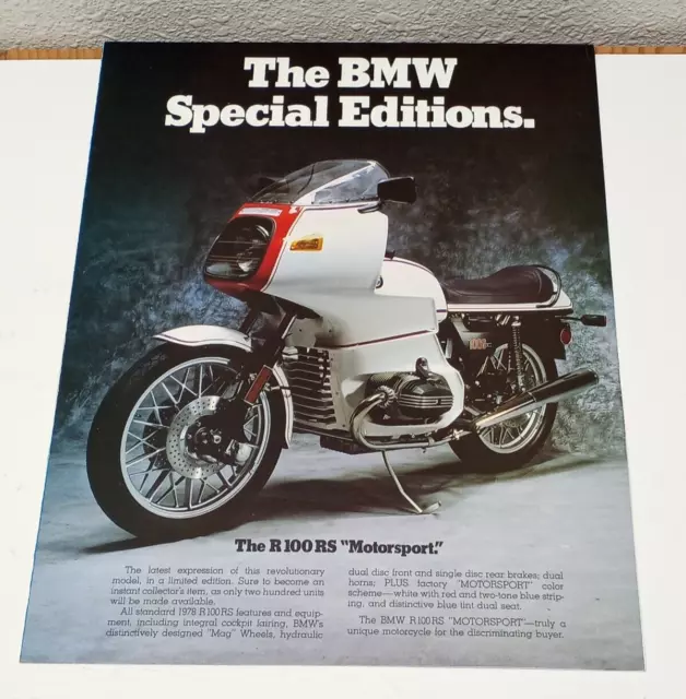 Vintage 1978 BMW MOTORCYCLE DEALER SALES BROCHURE